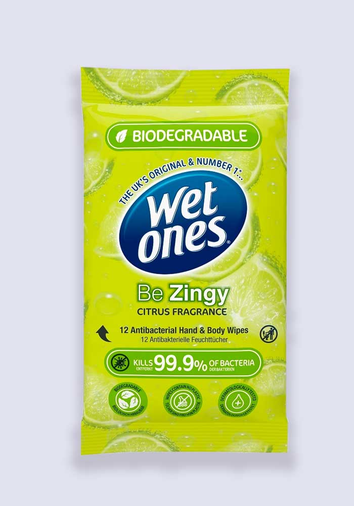 12x Wet Ones Be Zingy Biodegradable Antibacterial Wipes, 12 Pack (12 qty) 0251
