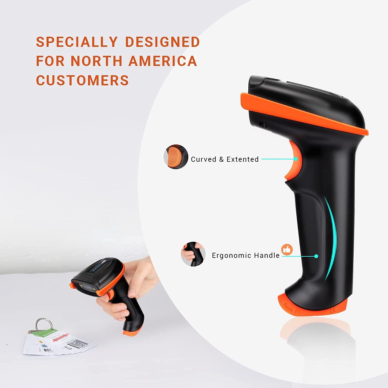 Tera Barcode Scanner Wireless 1D Laser Cordless Barcode Reader with Battery Level Indicator, Versatile 2 in 1 2.4Ghz Wireless and USB 2.0 Wired-7851