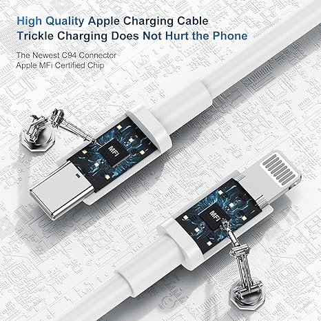 2x USB Type-C to Lightning Charger Cable 1M Fast Charging Speed Wire Cables - 7287