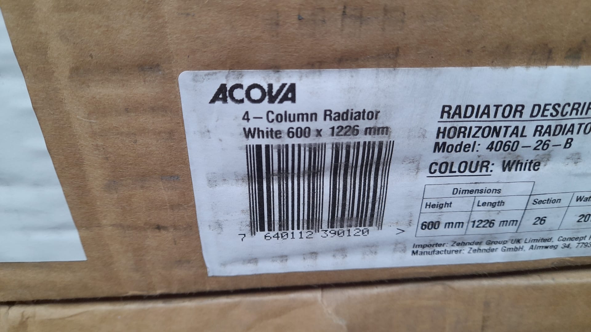 Acova White 4 Column Radiator (W)1226mm x (H)600mm 0120