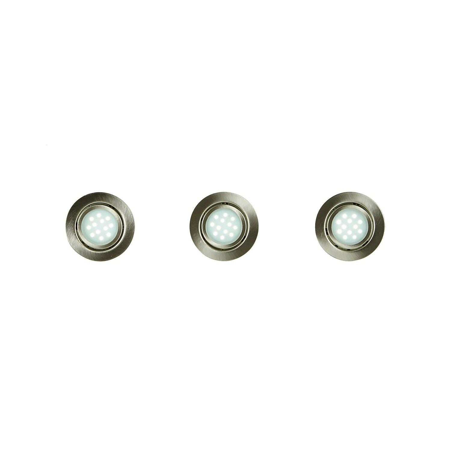 Satin Nickel effect LED Cabinet light, Pack of 3 - 6012