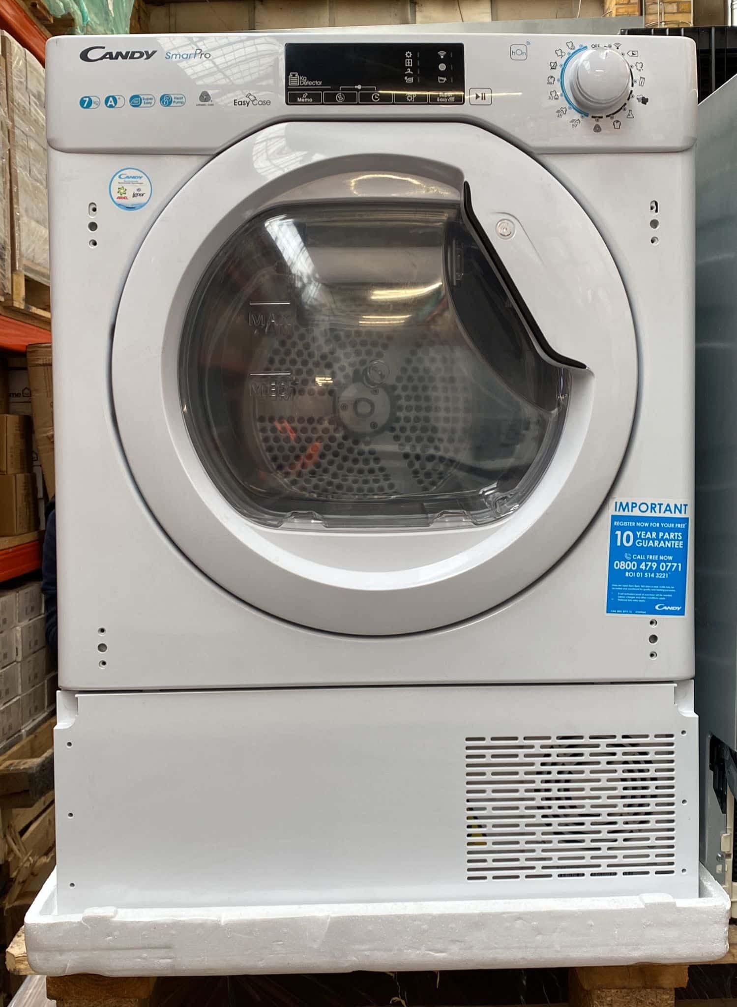 Candy BCTDH7A1TE White Integrated Wifi Connected 7Kg Heat Pump Tumble Dryer 0156