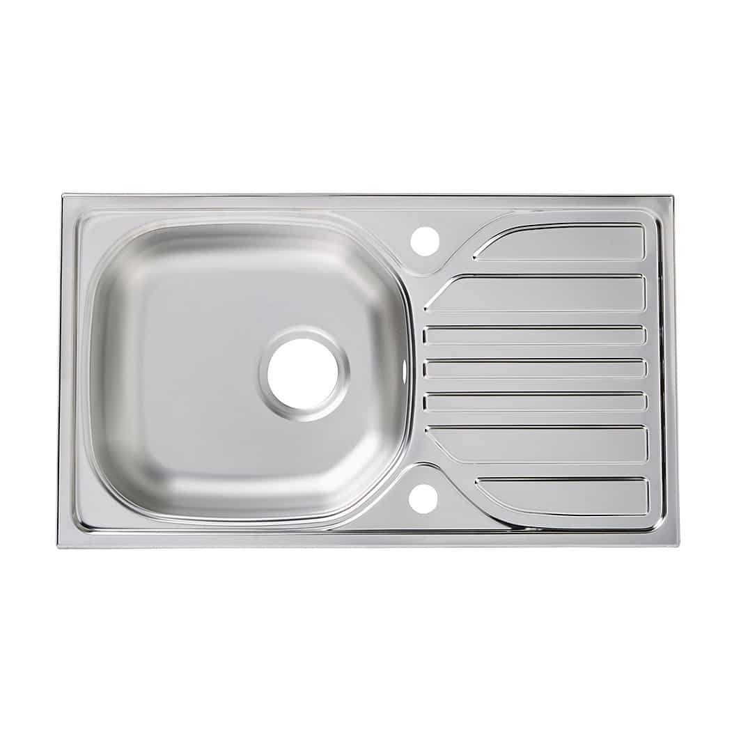 Turing Polished Inox Stainless steel 1 Bowl Sink & drainer (W)435mm x (L)760mm 7734