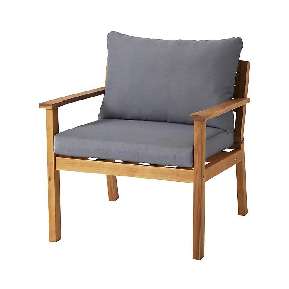 GoodHome Denia Wooden 4 seater Coffee set Garden Furniture 3973