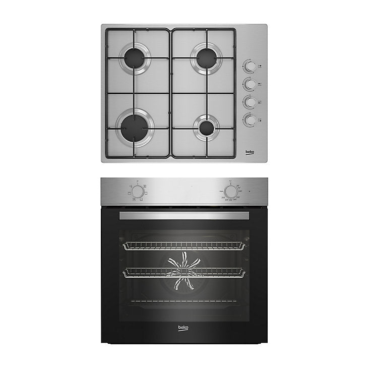 Beko QBSE223SX Built-in Multifunction Oven &amp; gas hob pack - Stainless steel-4309