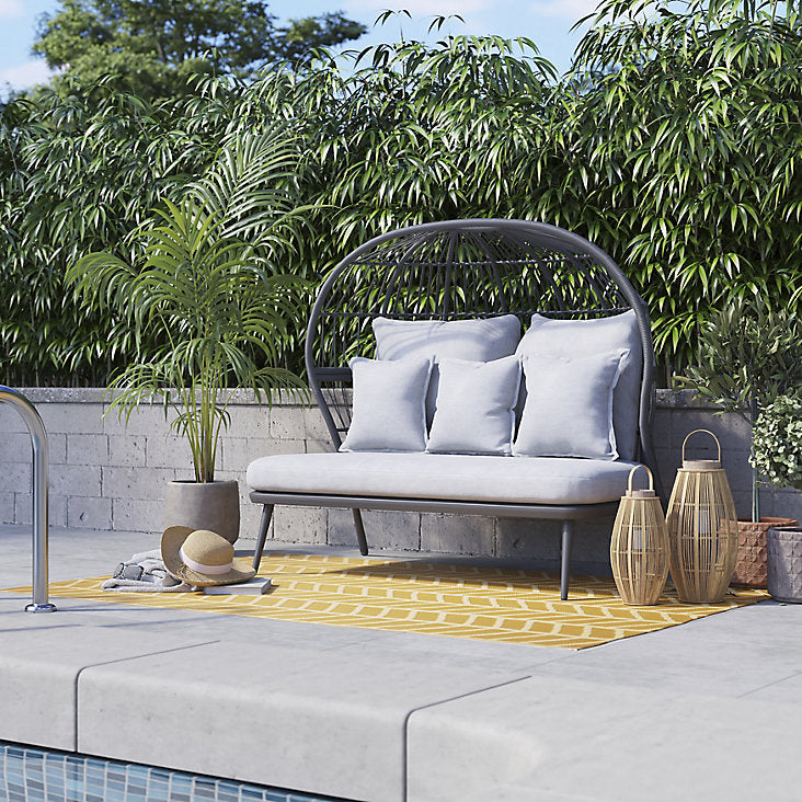 GoodHome Apolima Steel grey Rattan effect Daybed-7288