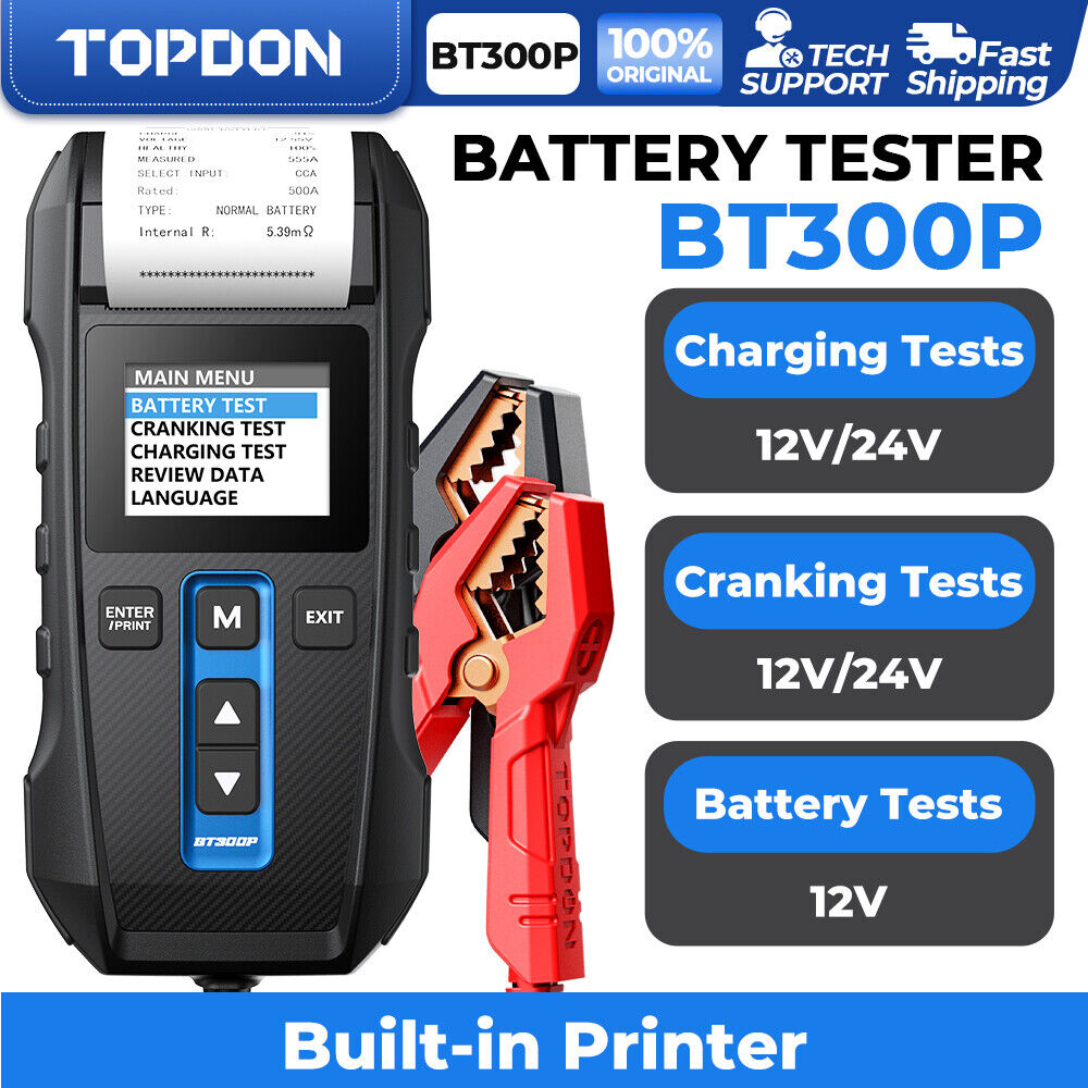 TOPDON-Car Battery Tester with Printer-BT300P, 12V 24V-2623