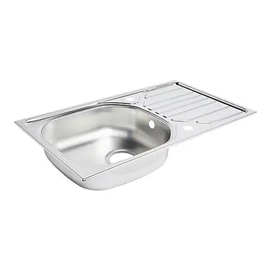 Turing Polished Inox Stainless steel 1 Bowl Sink & drainer (W)435mm x (L)760mm 7734