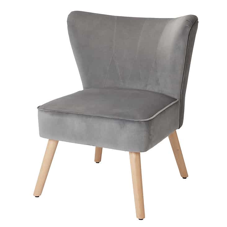 Zorita Grey Velvet effect Occasional chair