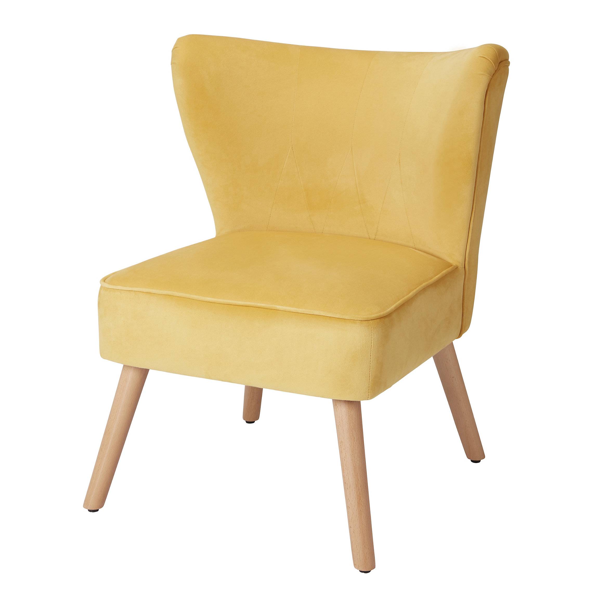 Zorita Yellow Velvet effect Occasional chair (H)830mm (W)650mm (D)71.5mm 8796