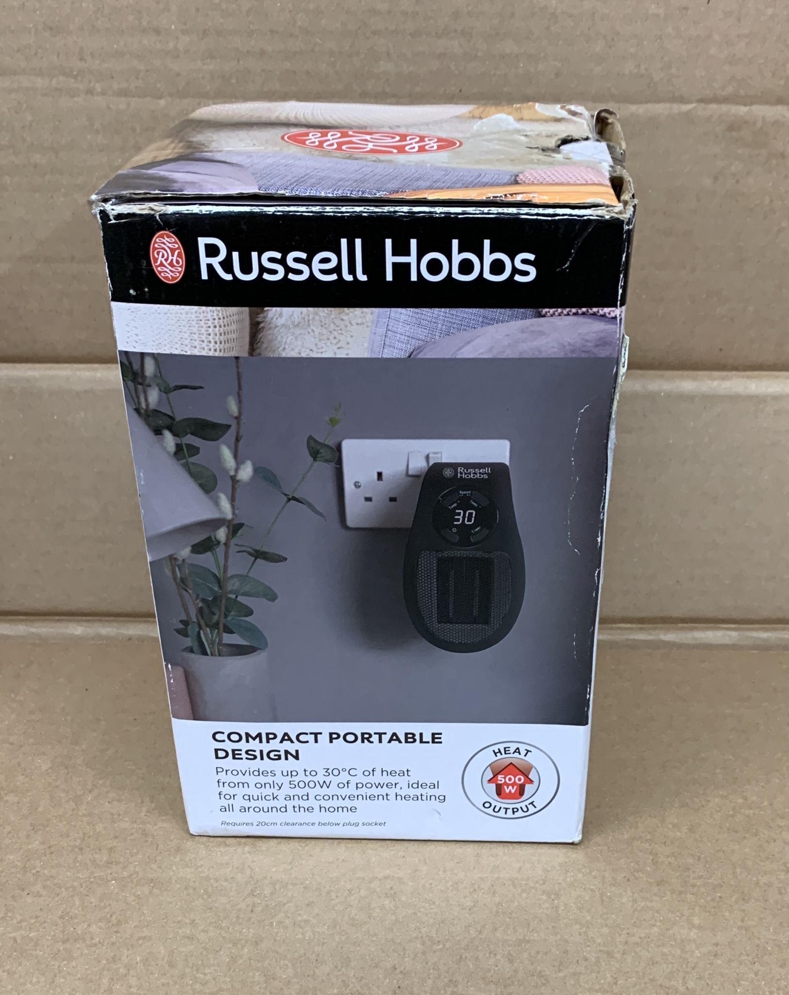 Russell Hobbs Electric Heater Plug In-Black RHPH2001B-500W-0773D
