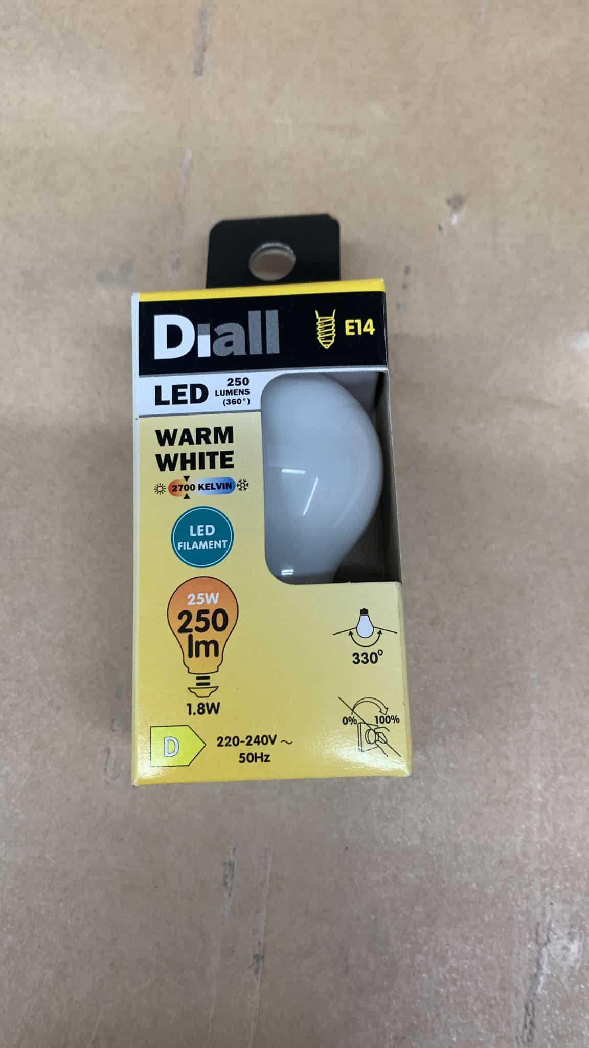 Diall 1.8W 250lm Milky Mini globe Warm white LED filament Light bulb-7487