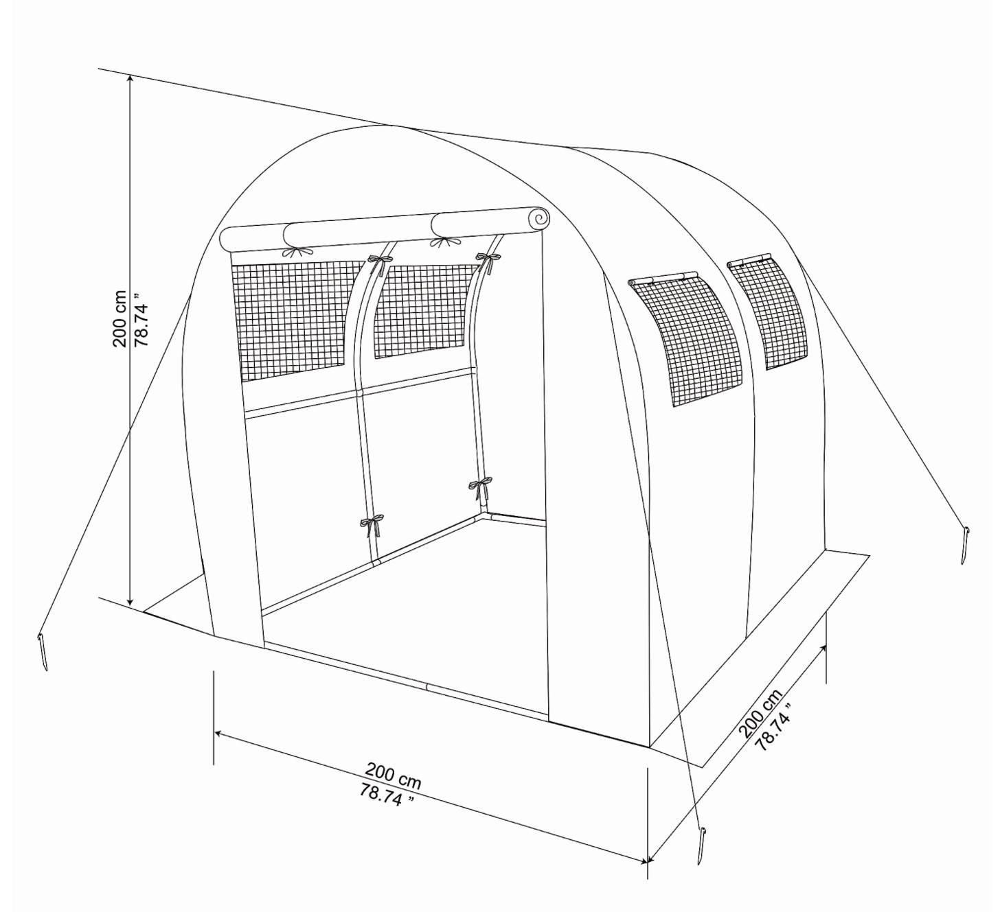 4m² Polytunnel greenhouse flexible Plastic - Light Structure - Easy Access - Vent Window
