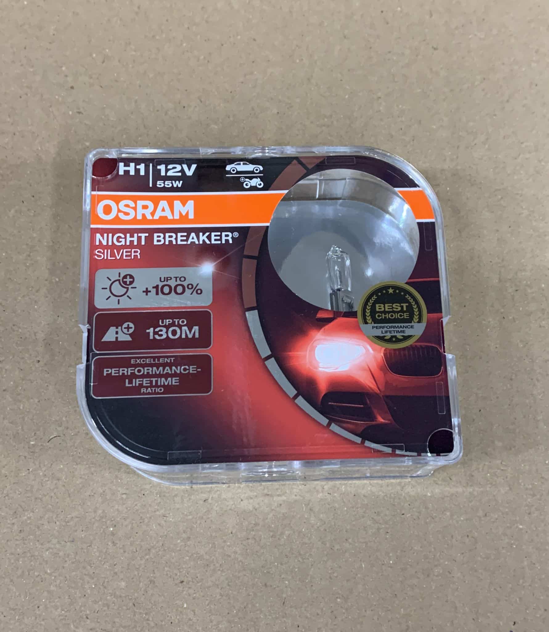 OSRAM NIGHT BREAKER SILVER H1, +100% more brightness, halogen headlamp-2252