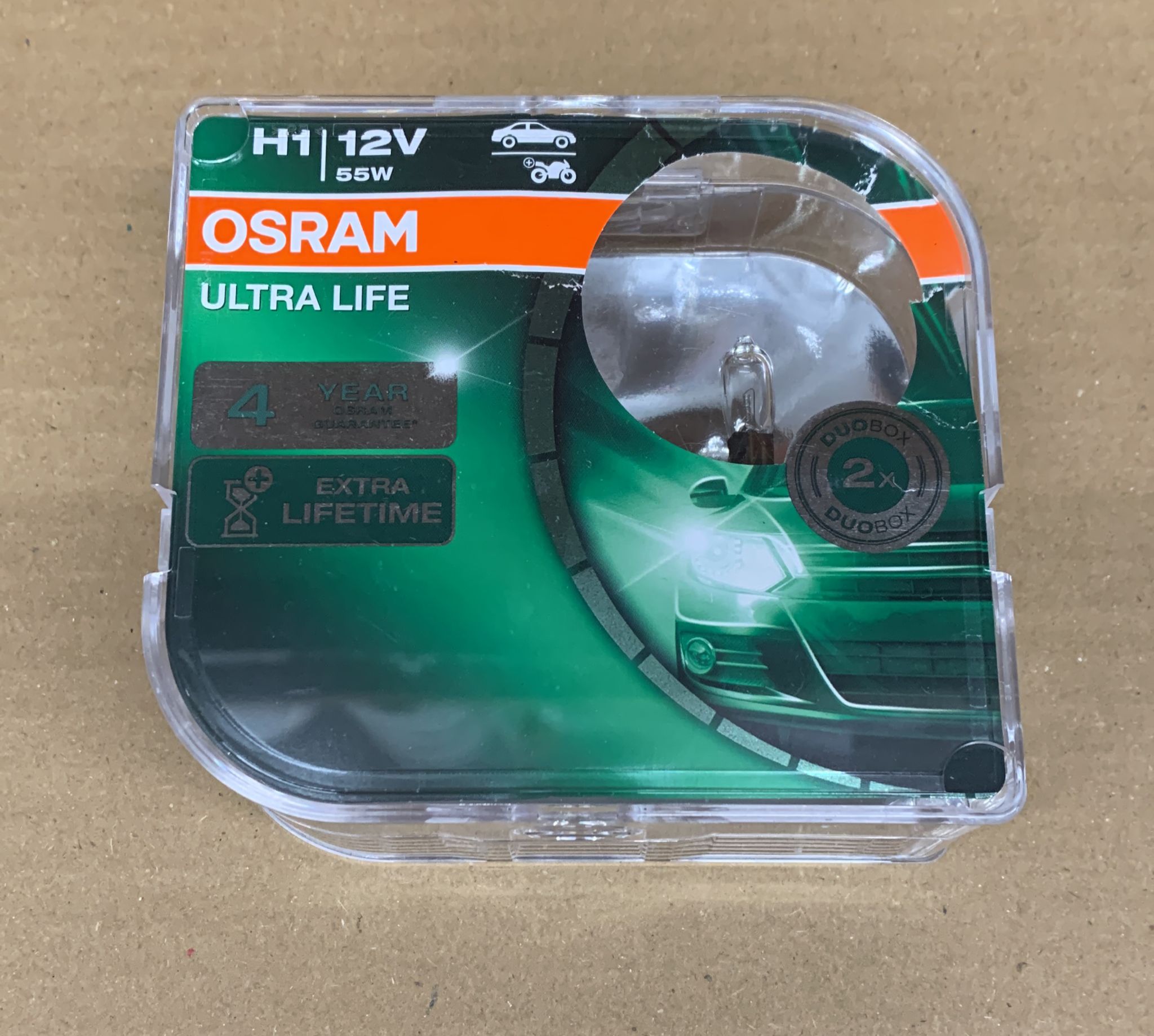 OSRAM Ultralife 2.0 H1 Halogen-Headlamp Bulb, Halogen white-pack of 2-6162