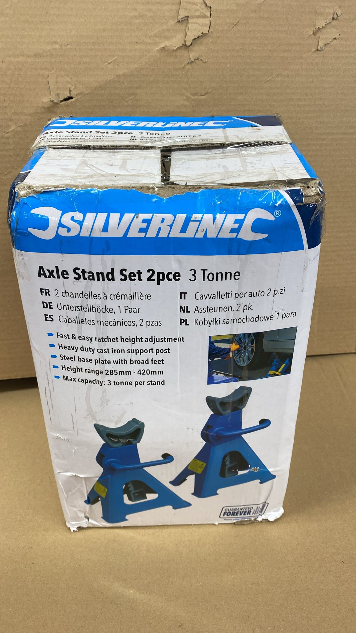 Silverline Axle Stand Set 2pce 763620 Workshop Equipment 3 Tonne-6485