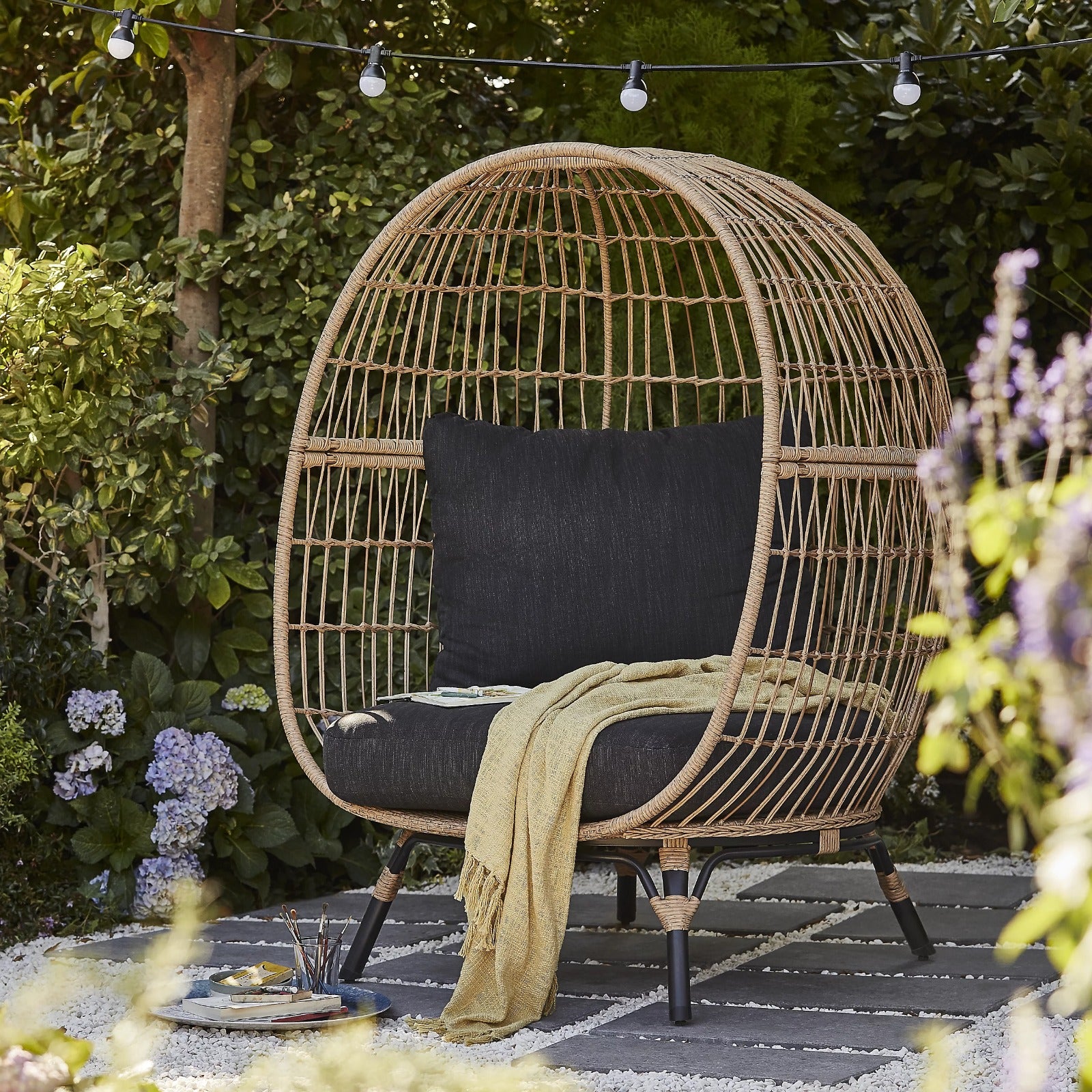 GoodHome Apolima Rattan effect Egg Chair Garden Furniture- 5936