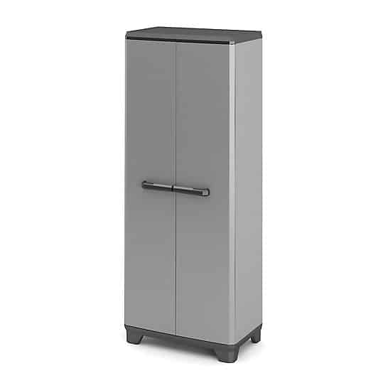 3 shelf Black & grey Polypropylene Tall Storage cabinet 1588