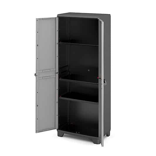 3 shelf Black & grey Polypropylene Tall Storage cabinet 1588