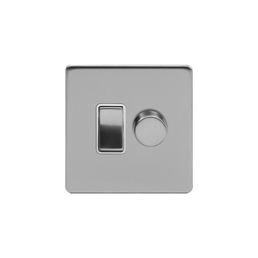 Soho Lighting Brushed Chrome dimmer and rocker switch combo-A8825