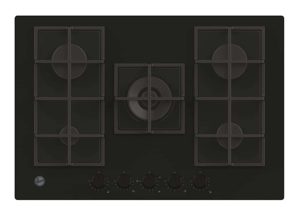 Hoover-HOB 500 HVG74WC5B Gas on glass 5 zones, Black, Tempered glass-0751