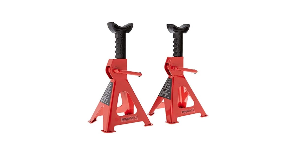Jack Boss Jack Stands 3 Ton (6,600 LBs) Car Jack Stand Adjustable Lifting for Automotive Small SUV, Truck, Boat Trailer, Red, 2 Pack-0336