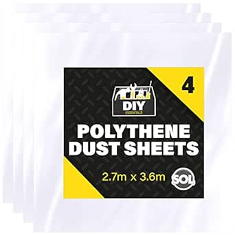 4pk Plastic Dust Sheets for Decorating | 3.6m x 2.7m Large Dust Sheets for Furniture | Dust Sheet Plastic Sheets for Painting | Dust Sheets for Painting Plastic Sheeting for Decorating | Plastic Sheet-0015