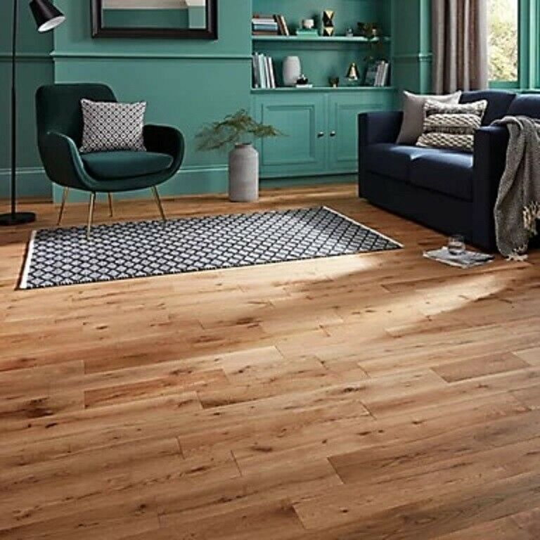 5 Planks of GoodHome Laholm Natural Oak Solid wood flooring, 1.23m² 7359