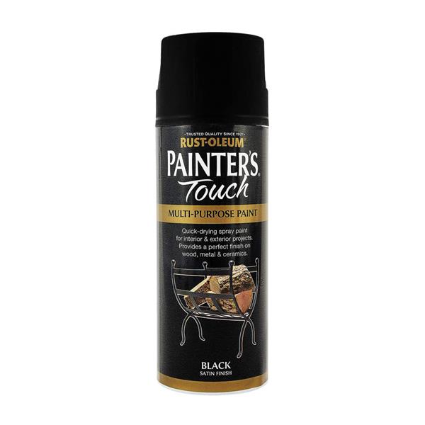 Rust-Oleum Painter's Touch Black Satinwood Multi-surface Decorative spray paint, 400ml-0336