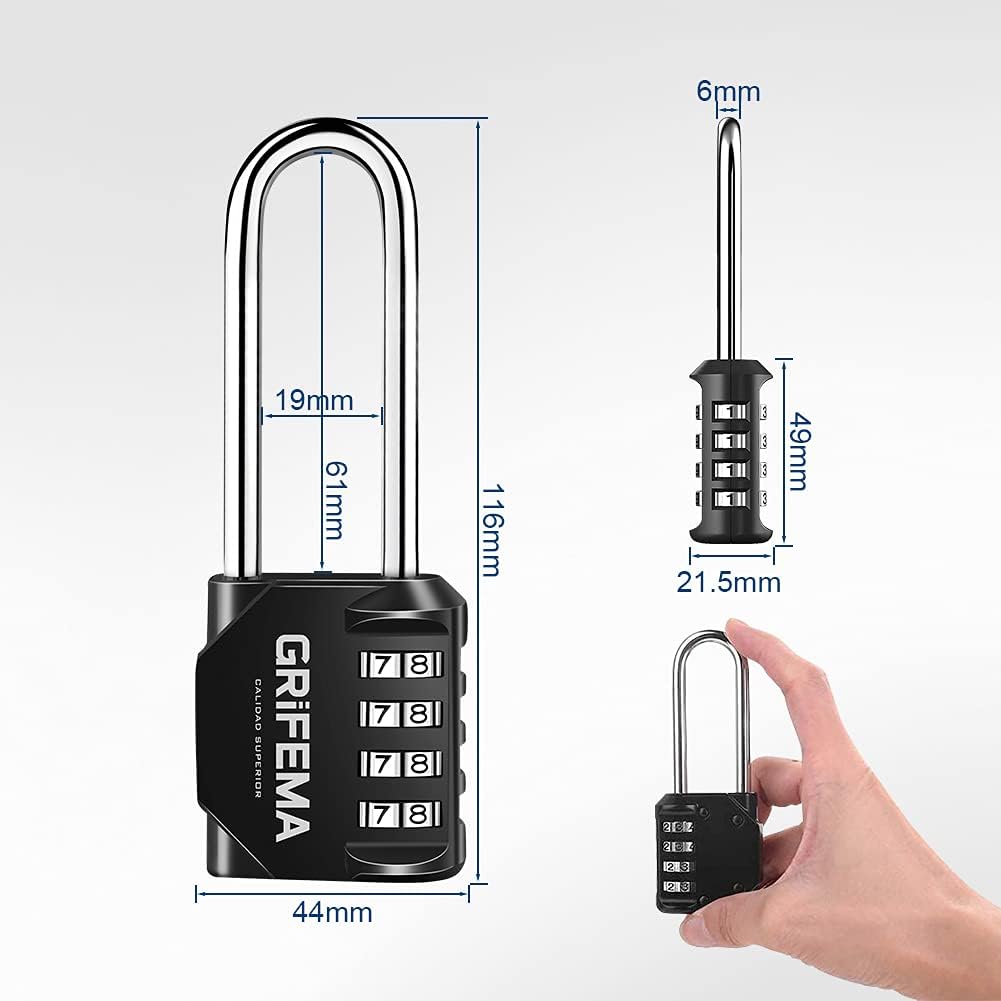 Grifema – Security padlocks, 4 digits, 2 pieces, short shackle GA1002 6684
