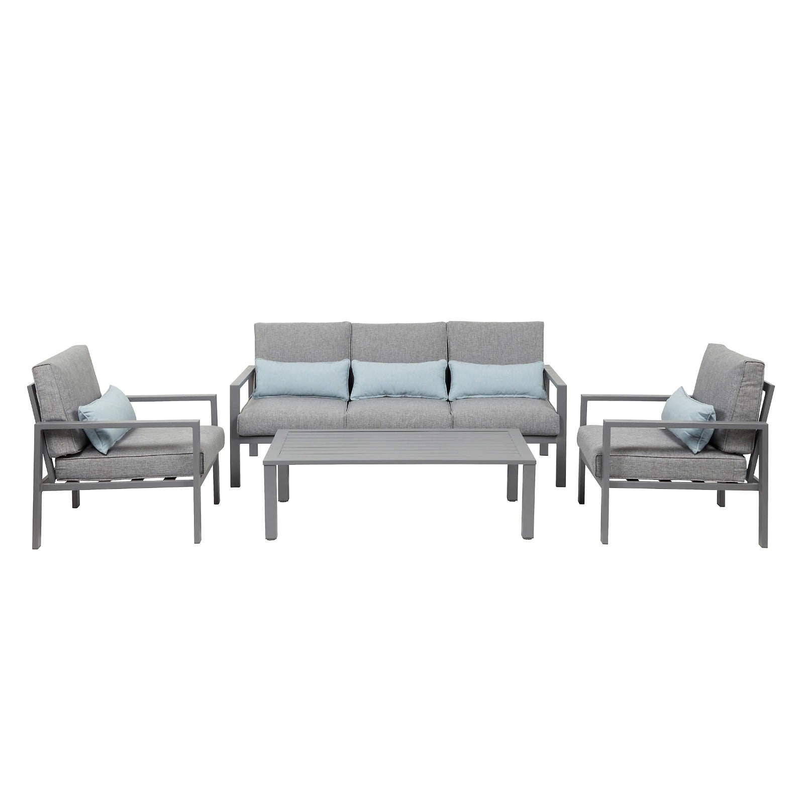 GoodHome Nymark Metal 5 seater Coffee set Grey- Garden Furniture - Similar to the Moorea Range - 0209