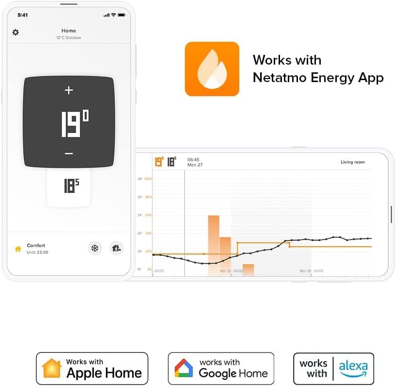 Netatmo Connected and Smart Energy Saving Thermostat - Wi-Fi - Reduce Bills & Control Heating Remotely by App, Compatible with Individual Boilers, NTH01-AMZ 4857