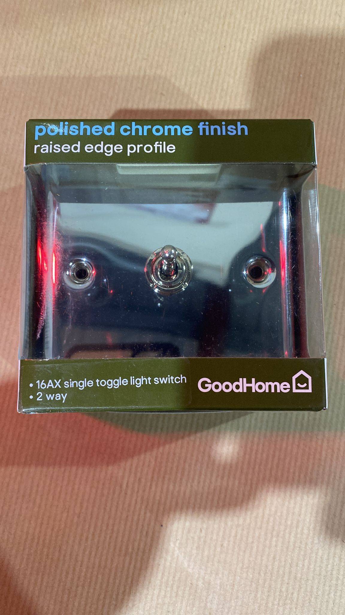 GoodHome Chrome 20A 2 way 1 gang Raised rounded Single toggle light Switch 3829