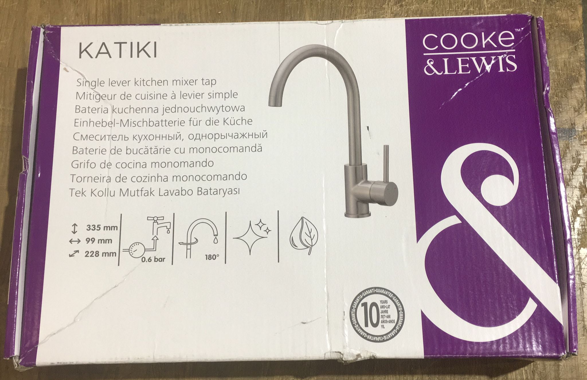 Cooke & Lewis Katiki Nickel effect Kitchen Pin side lever Tap 0006