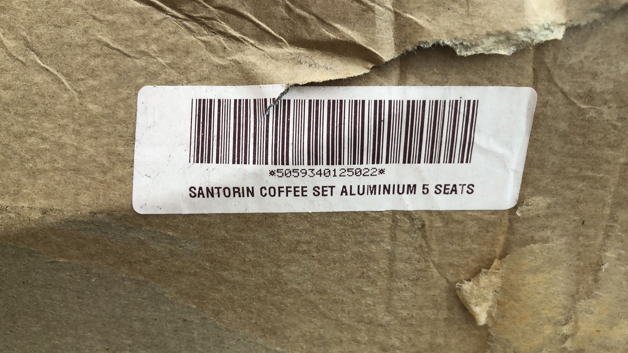 GoodHome Santorin Metal 5 seater Coffee set Colour Sand- Garden Furniture  -3515