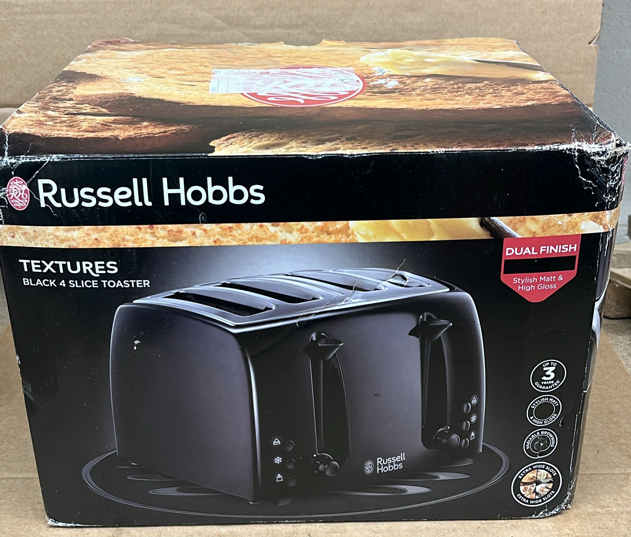 Russell Hobbs 21651 Textures 4-Slice Toaster, Black-A5469