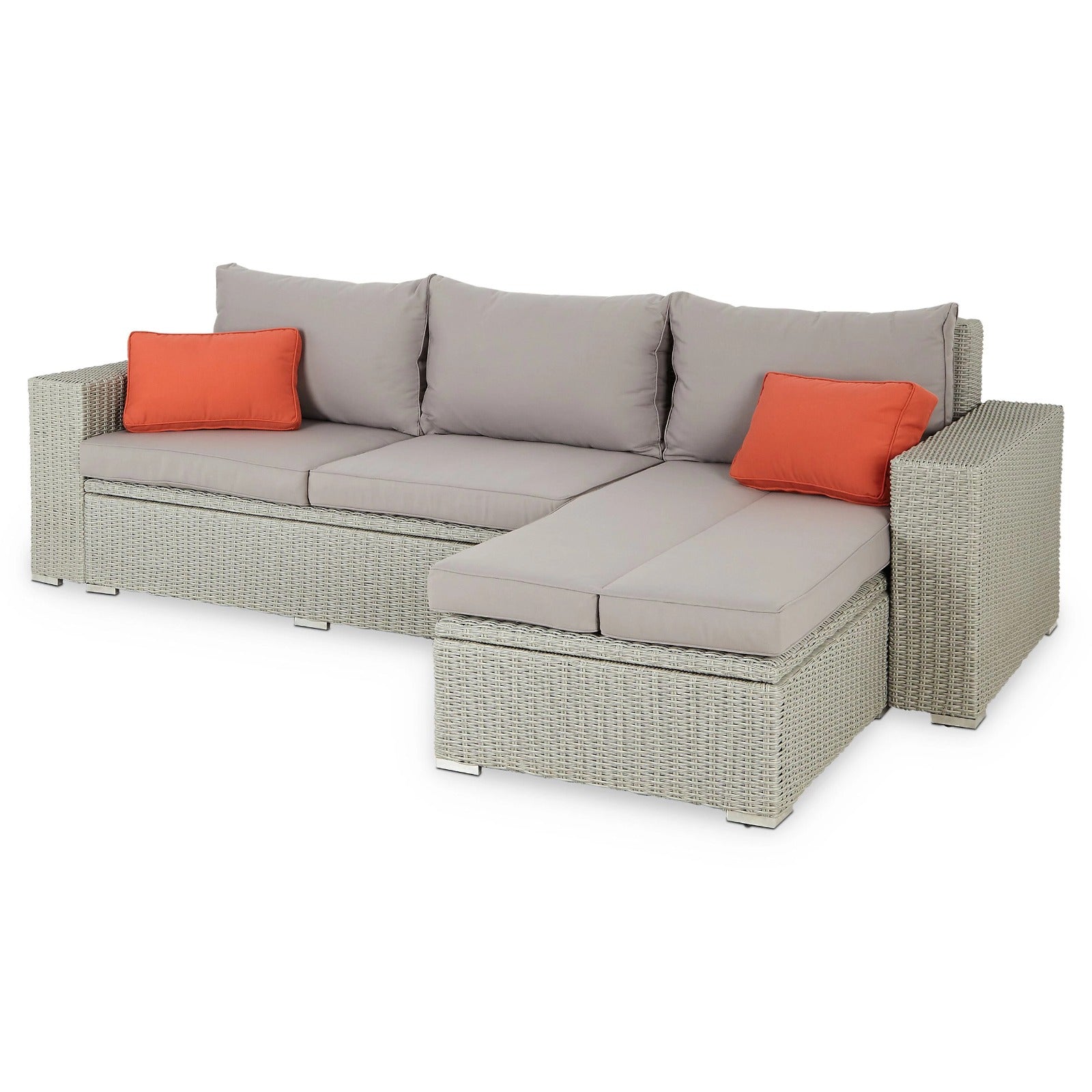 GoodHome Gabbs Synthetic wicker 3 Seater Sofa- Grey with Cushions 9151