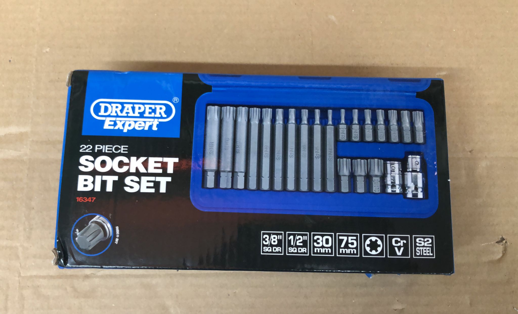 Draper Expert 16347 Ribe® 3/8, Socket And Bit Set, 1/2in Sq-3472