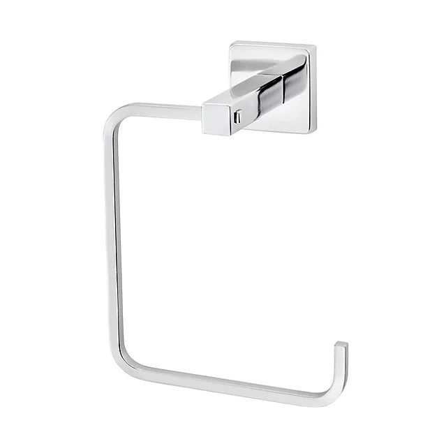 GoodHome Alessano Wall-mounted Silver effect Chrome-plated Towel ring 5259