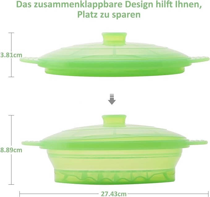 Small Microwave Steamer, Silicone Steamer-Green-9571
