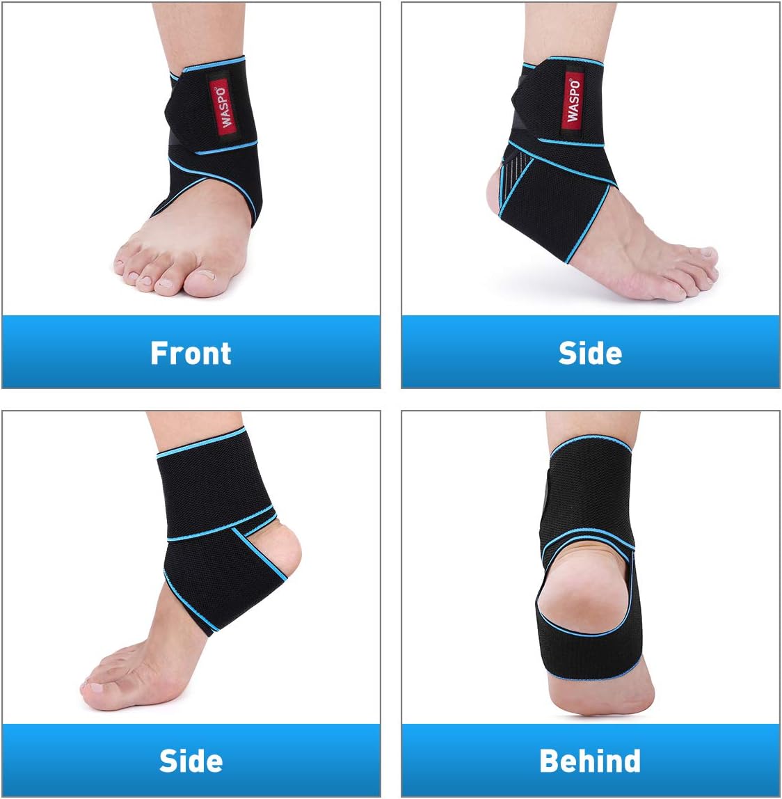 WASPO Ankle Support Brace - Adjustable Ankle Brace Wrap Strap 4336