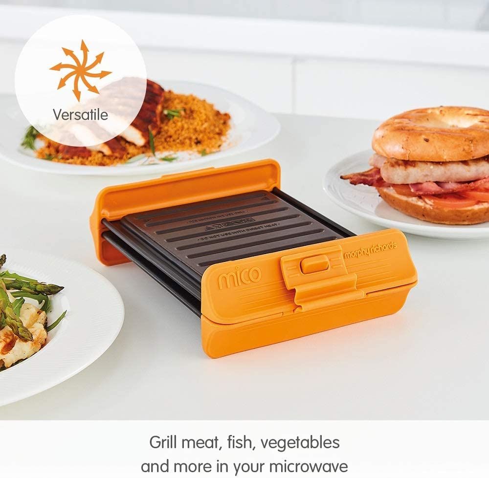 Morphy Richards 511646 Mico Grill Microwavable Cookware, Silicone and coated metal, Orange