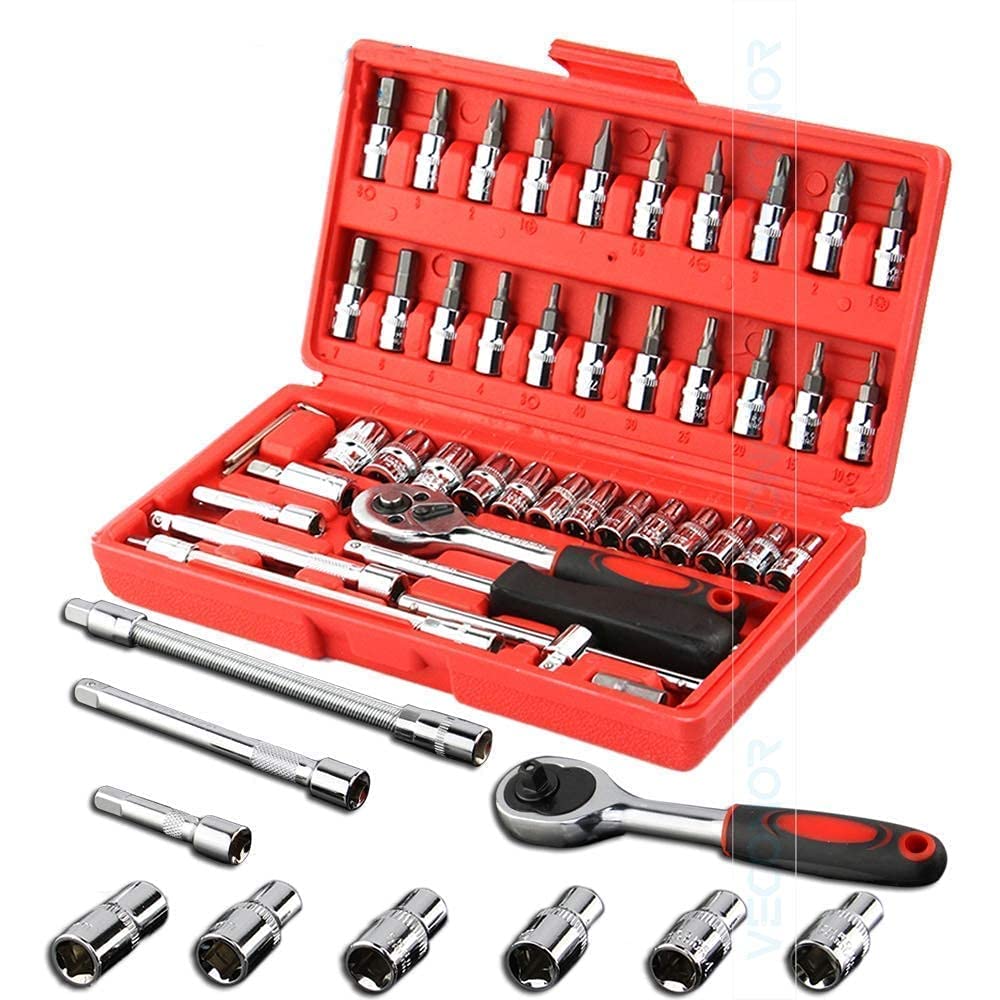 Zexer Tool Kit & Screwdriver set and Socket Set Wrench Set 46 in 1 Pcs 9797