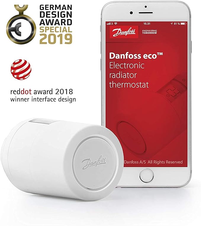 Danfoss 014G1115 Eco Programmable Radiator Thermostat with Bluetooth Function UK Smart Thermostat-5329