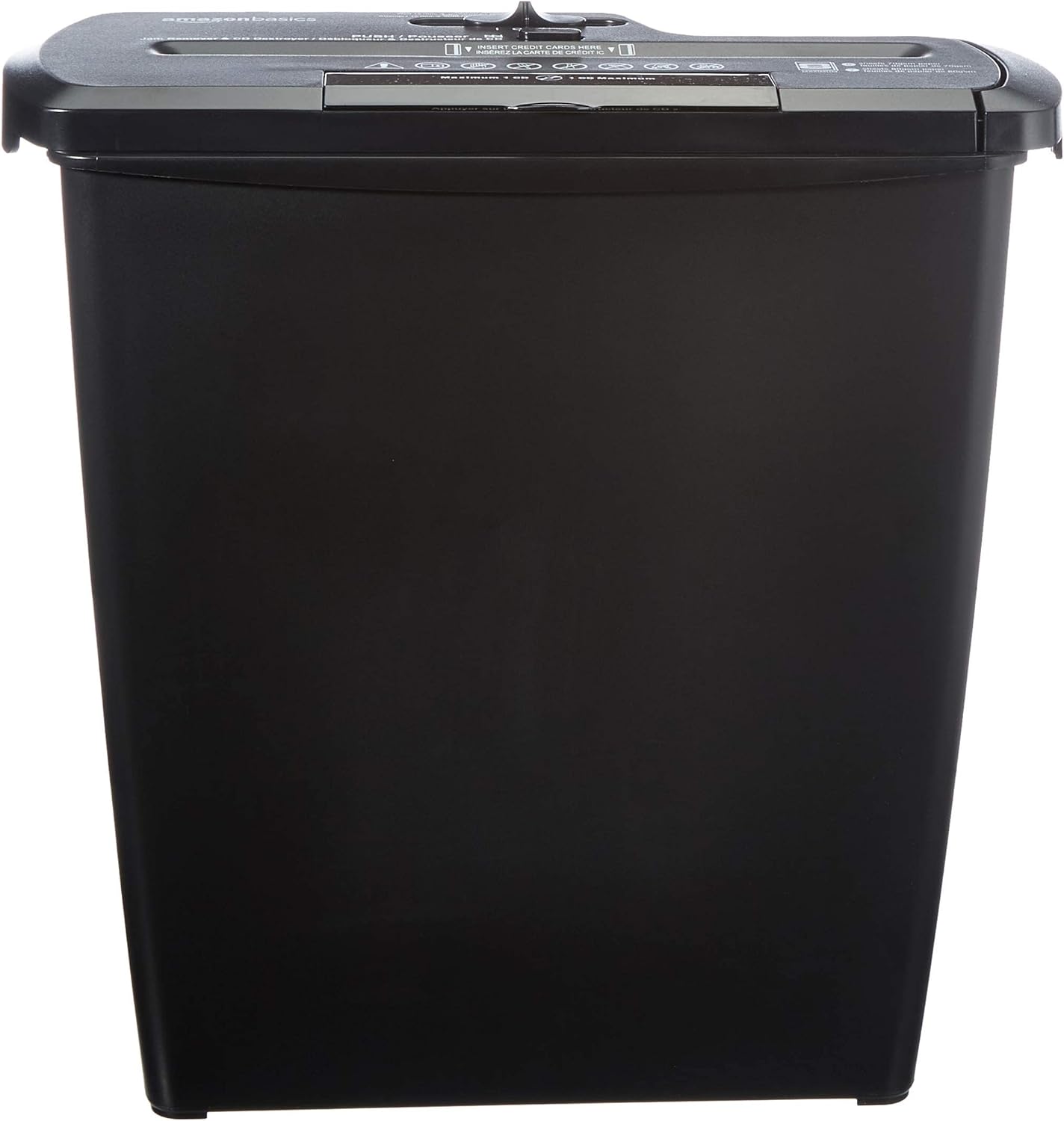 Amazon Basics 7-8 Sheet Strip Cut Paper, Credit Card, CD & DVD Shredder with Bin for Business & Home Office Use with Paper Reverse Function, Black 8417