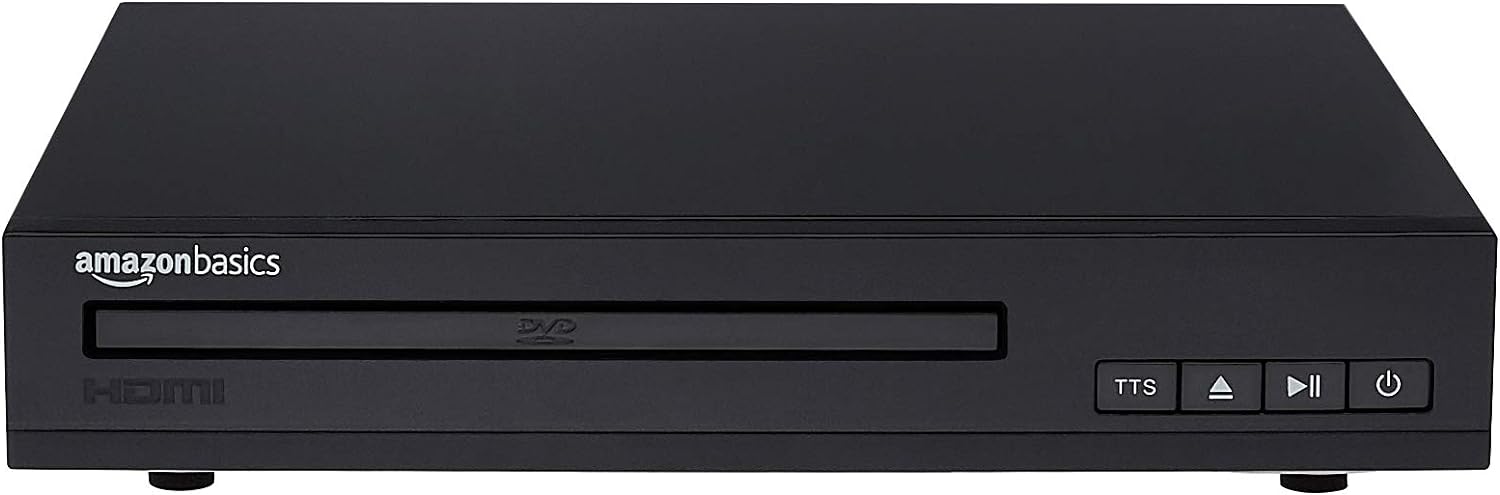 Basics Mini DVD Player with Text-To-Speech Technology, HDMI, RCA and Remote Control - Black 5426 