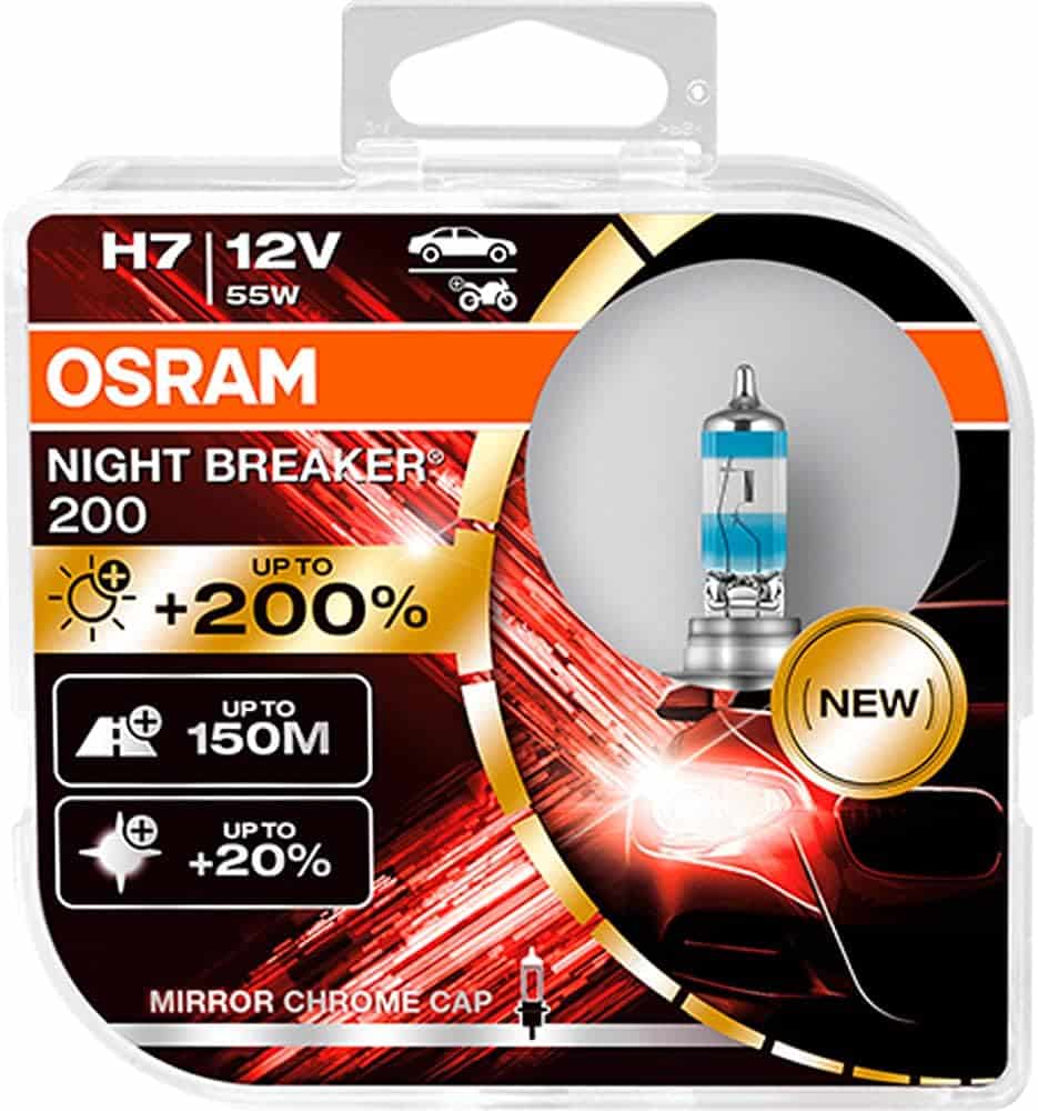 OSRAM NIGHT BREAKER 200, H7, +200% more brightness, halogen headlight lamp