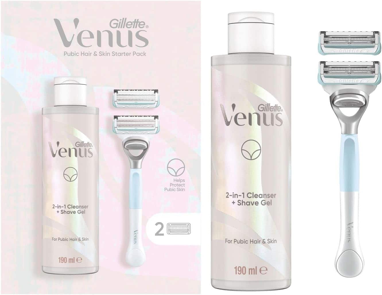 Gillette Venus Women's Razor + 2 Blade Refills + 2in1 Shave Gel and Cleanser 190ml Bundle-47660