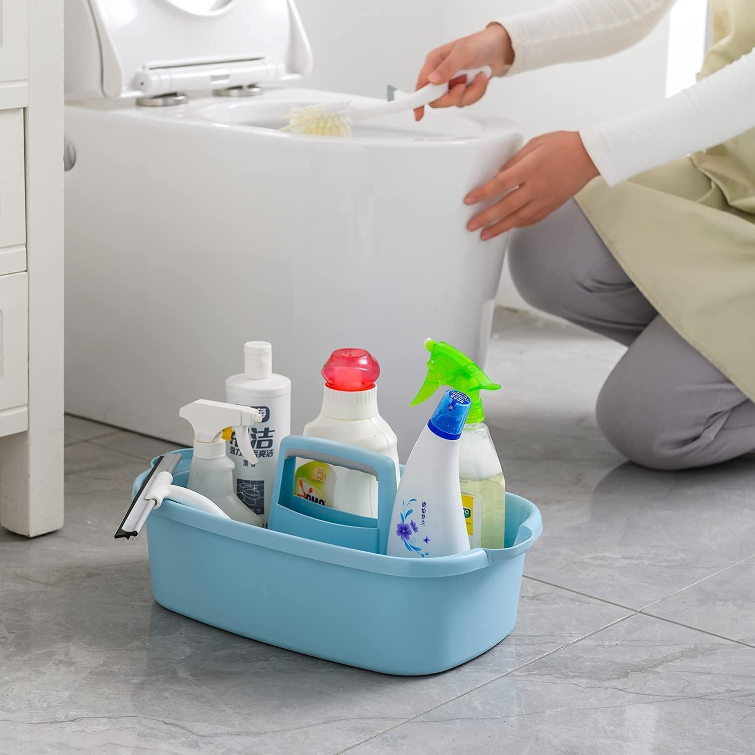 ALINK Cleaning Caddy with Handle, Large Plastic Shower Caddy Basket Organizer 1915