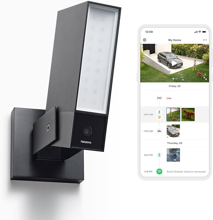 Netatmo Smart Outdoor Security Camera, Wi-Fi, Integrated Floodlight, Movement Detection, Night Vision 1422